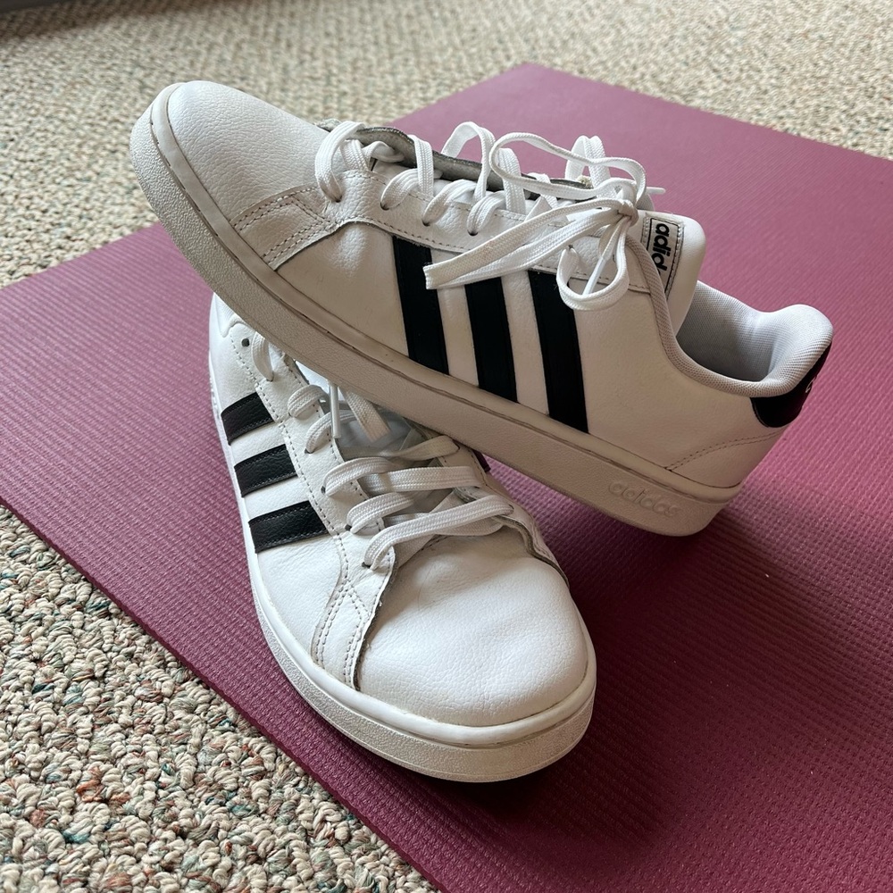 REDUCED AGAIN..   Adidas Men's Classic White and Black Athletic Shoes